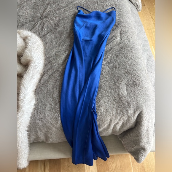 MESHKI sydney straight neck slip maxi dress cobalt blue - Picture 3 of 5